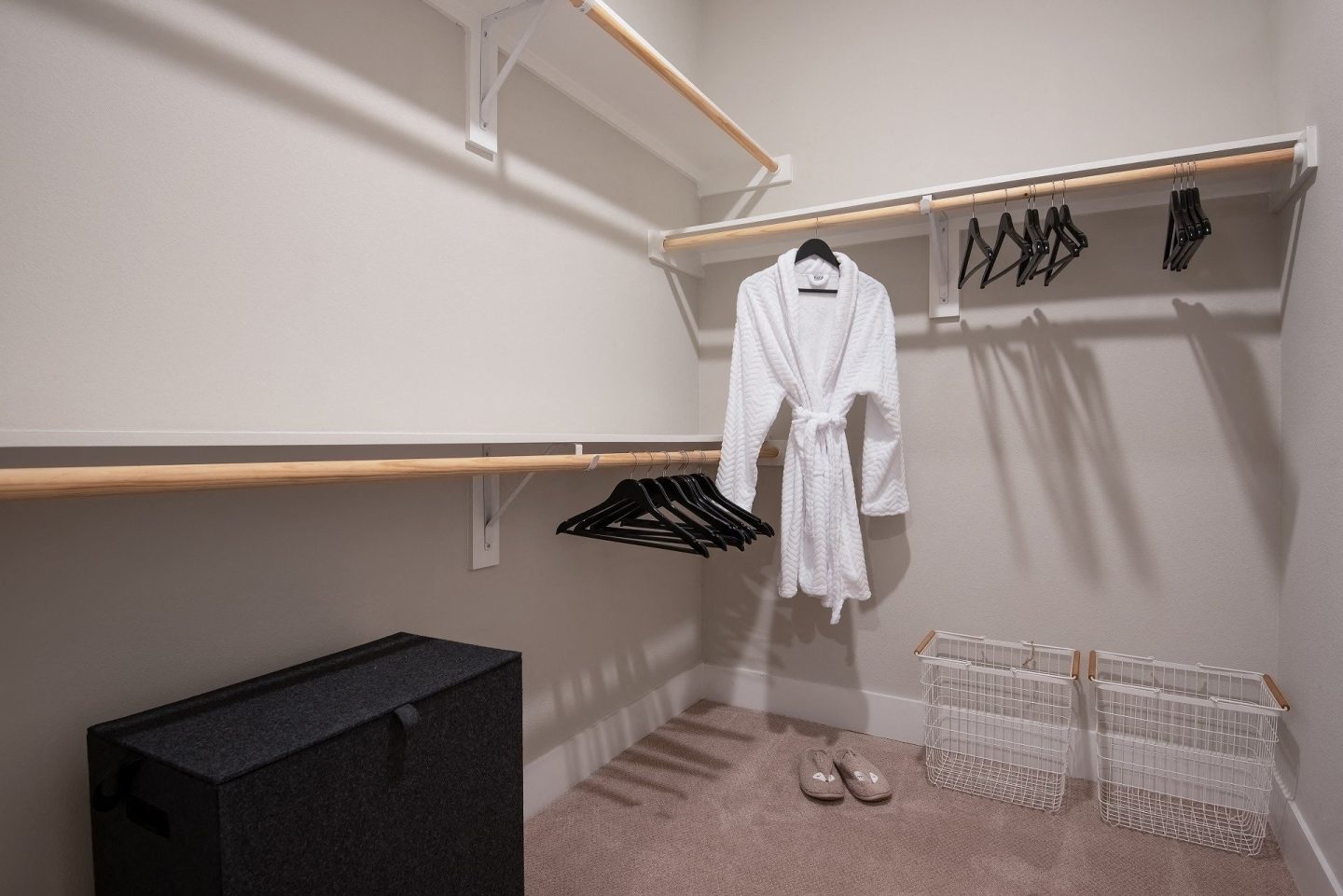 Large walk in closets with shelving at Windsor Castle Hills, Carrollton, Texas