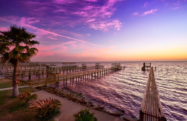 First light over Galveston Bay