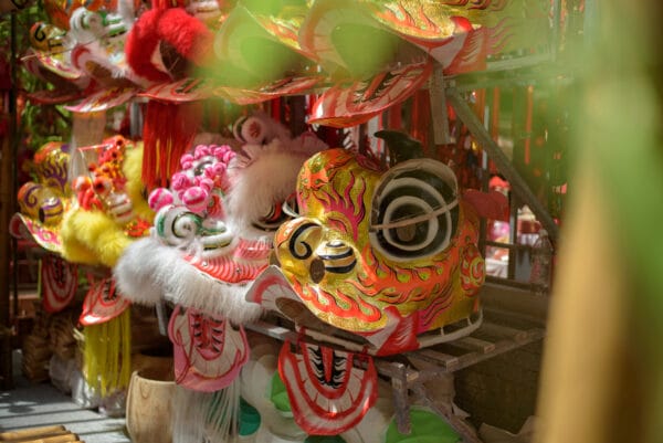 Traditional Chinese dancing lion head