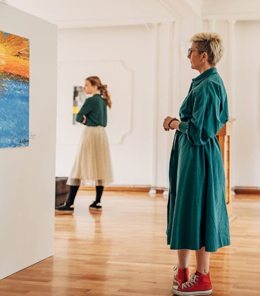 People in art gallery