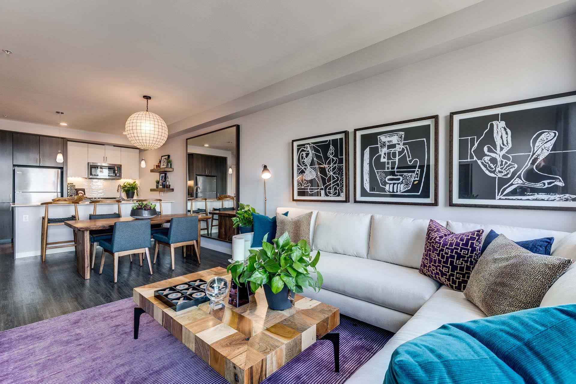 Modern Living Room at Windsor Queen Anne, Seattle WA